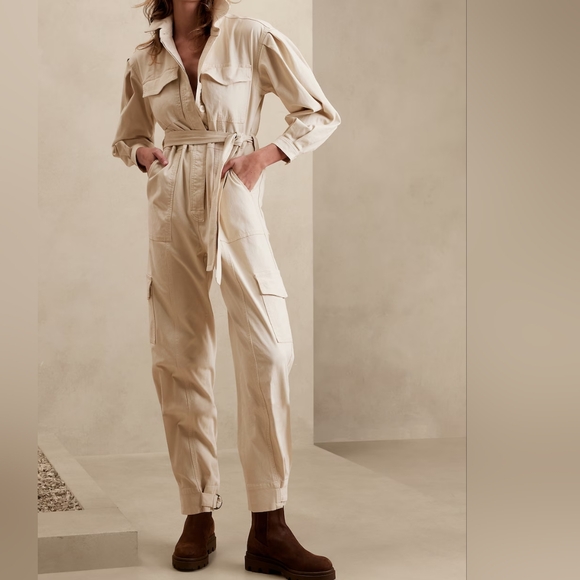 NEW Banana Republic Transition Cream Andi Moleskin Long Sleeve Flight Suit